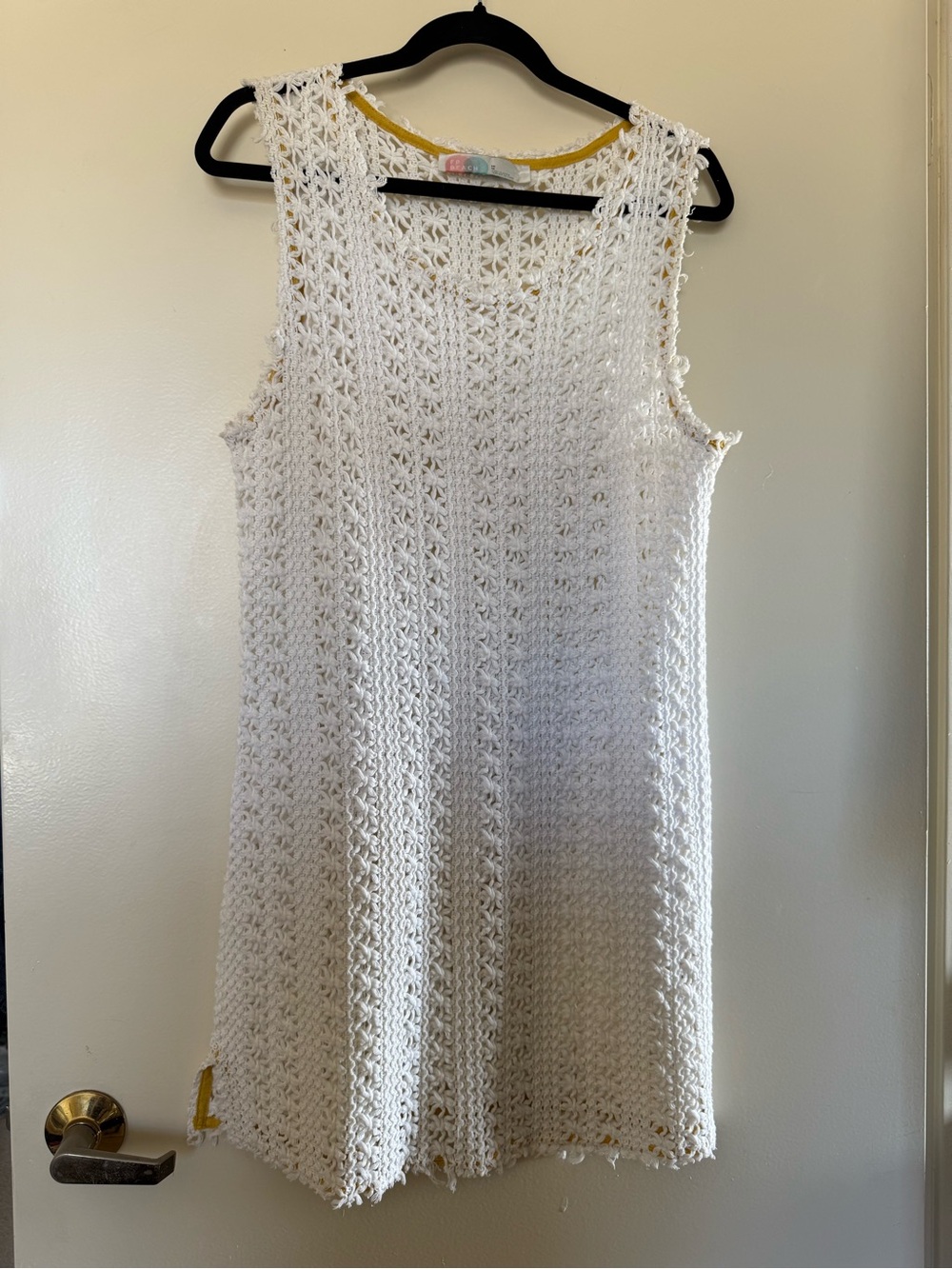 Free People Beach Thrifty Eyes Sleeveless Optic White Crochet Dress Size Medium